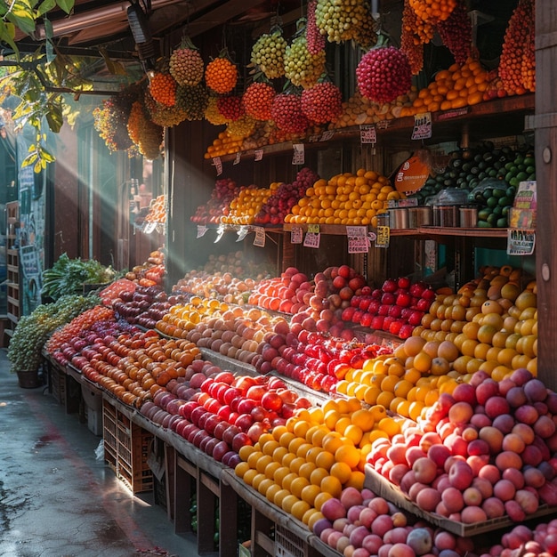 Produtos coloridos do mercado