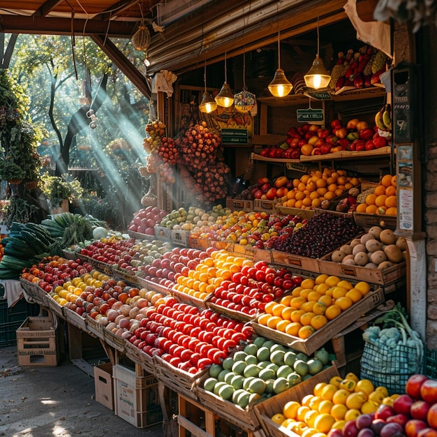 Produtos coloridos do mercado