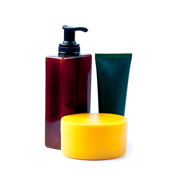 Foto produtos cosméticos de banho isolados no branco