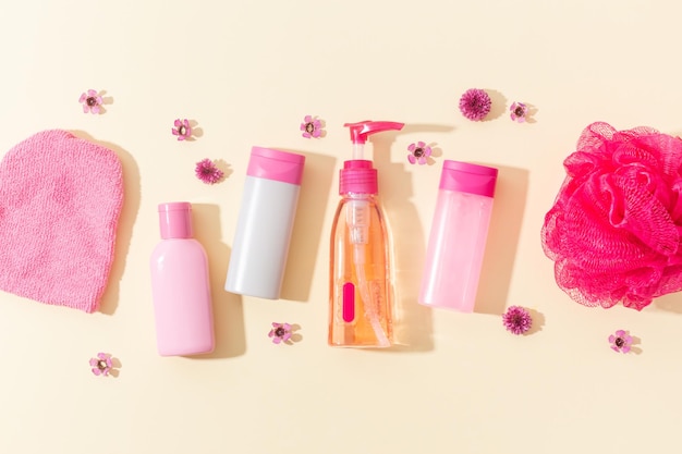 Produtos de banho de conceito de cosméticos naturais foto de alta qualidade