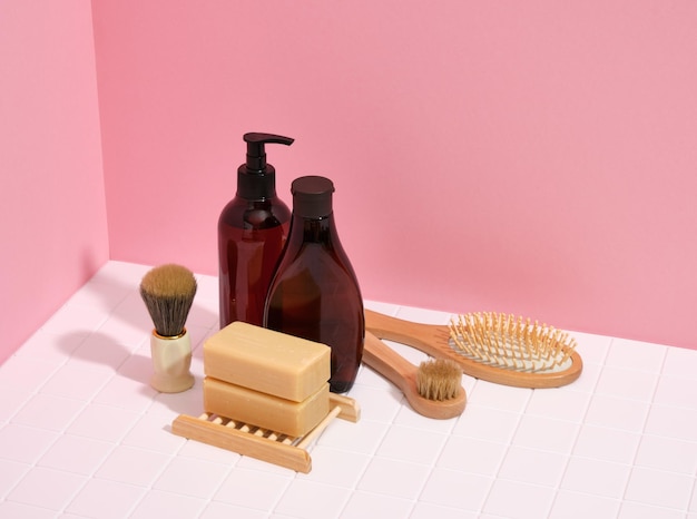 Produtos de banho ecológicos Gel de banho e outros acessórios de banho Escova de cabelo sabonete natural escova de barbear