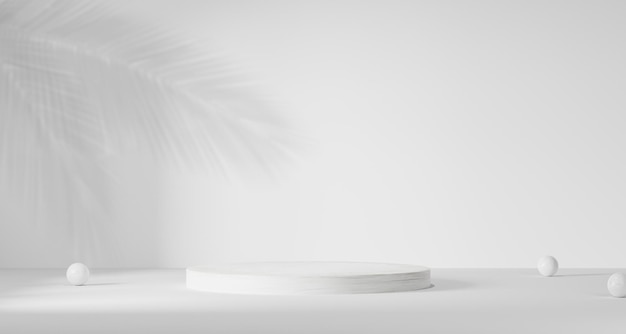 Produtos de fundo 3d Mostrar cenas de pedestal com plataformas geométricas fundo branco com pódio Suporte para exibir produtos cosméticos no palco 3d render ilustração 3d
