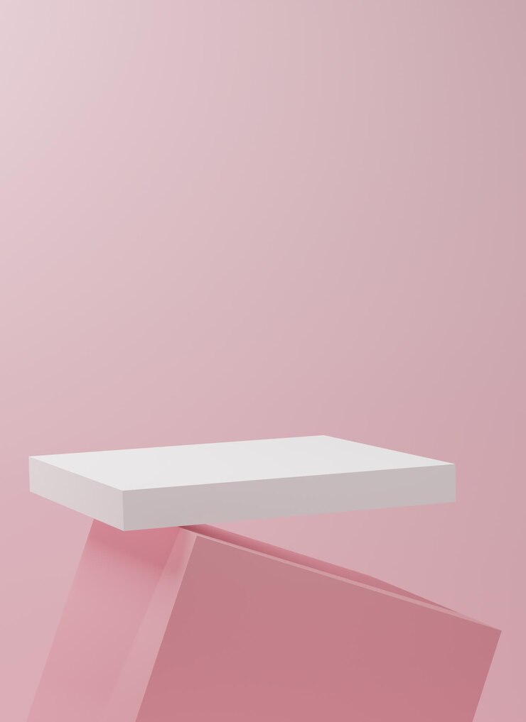 Foto produtos de fundo 3d mostrar cenas de pedestal com plataformas geométricas fundo rosa com pódio suporte para exibir produtos cosméticos no palco 3d render ilustração 3d