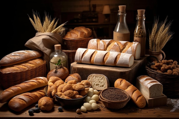 Foto produtos de pão e pastelaria com cliente