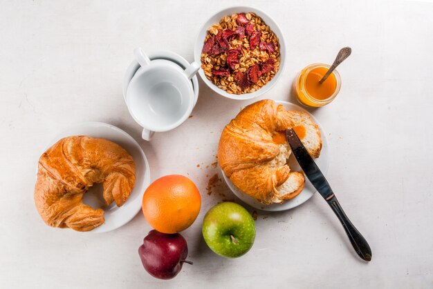 Produtos de seleção para café da manhã continental