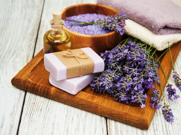 Produtos de spa de lavanda