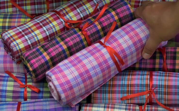 Foto produtos feitos à mão de algodão tecido à mão