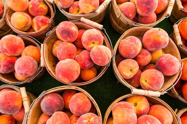 Produtos locais no mercado dos fazendeiros de verão na cidade.