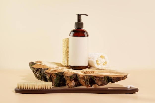 Produtos naturais de beleza para banho, lofas e escovas de lavagem
