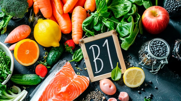 Foto produtos que contêm vitamina b1 foco seletivo