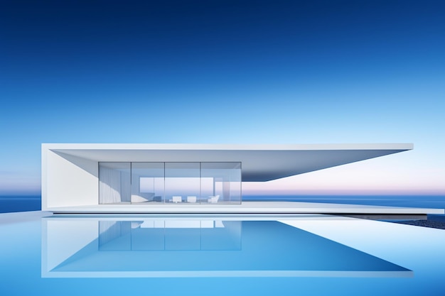 Produzir uma imagem de arquitetura com uma estrutura moderna com um design minimalista
