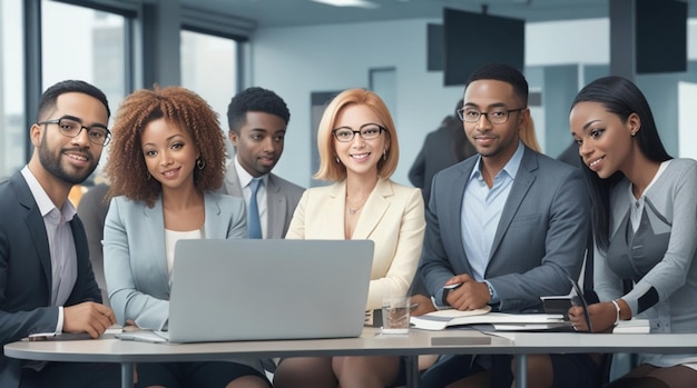 Profesionales diversos en una oficina moderna