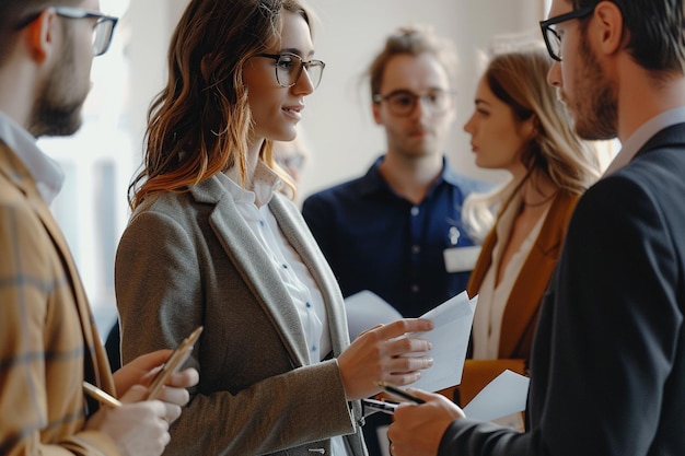 Profesionales empresariales dinámicos en el lugar de trabajo en acción