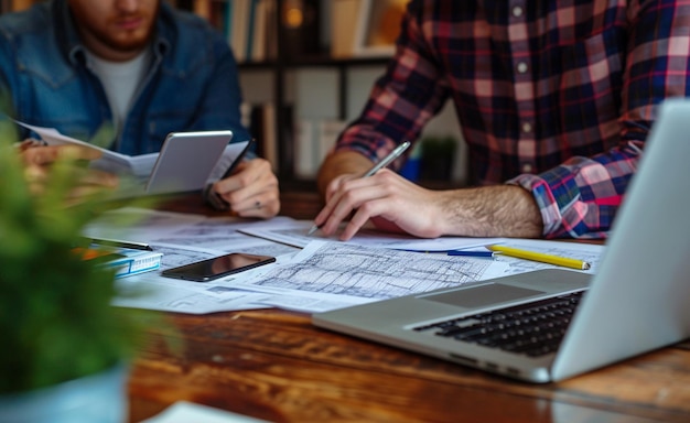 profesionales en el escritorio con computadora portátil