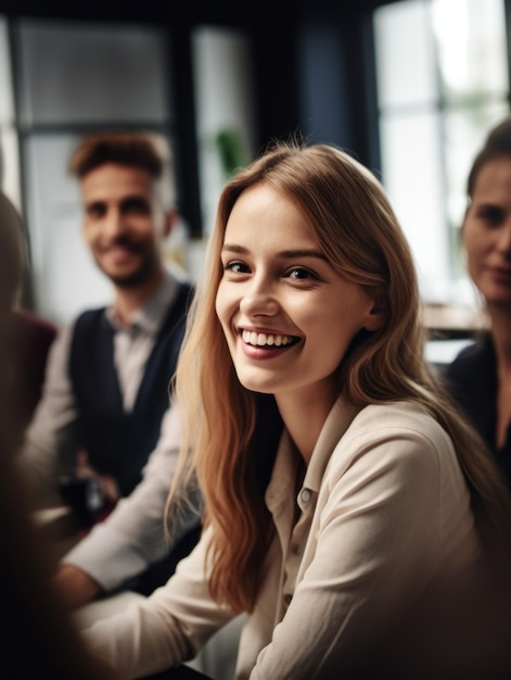 Profesionales felices en una reunión en una oficina