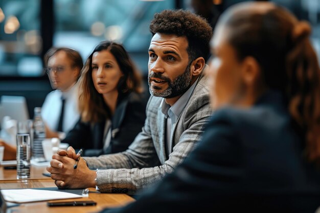 Profesionales de negocios asistiendo a una cumbre de liderazgo