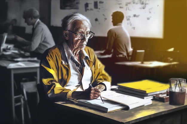 Profesor dando clase en la universidad Creado con tecnología de IA generativa