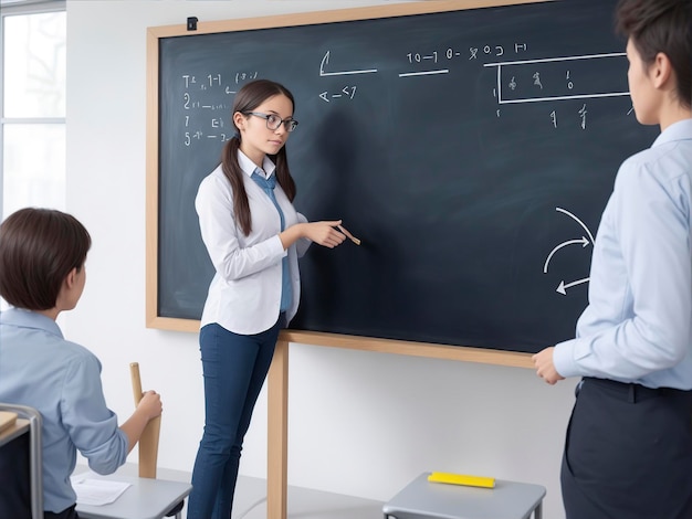 Foto profesor explicando un concepto complejo a los estudiantes