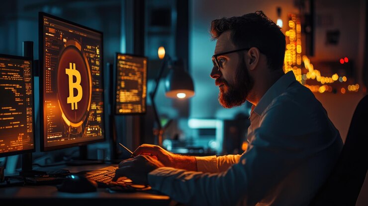 Profesor de Finanzas analizando las tendencias de Bitcoin con enfoque en el entorno moderno de la clase