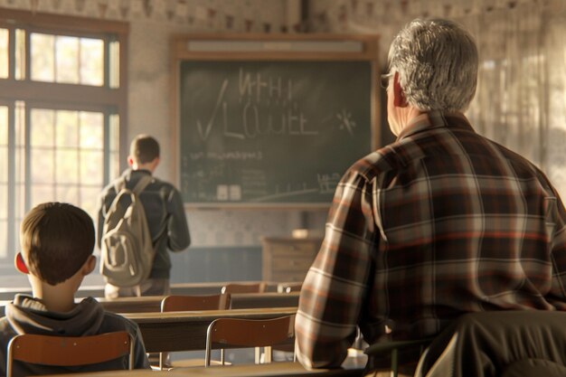 Foto profesora y alumno teniendo una lección de educación cívica