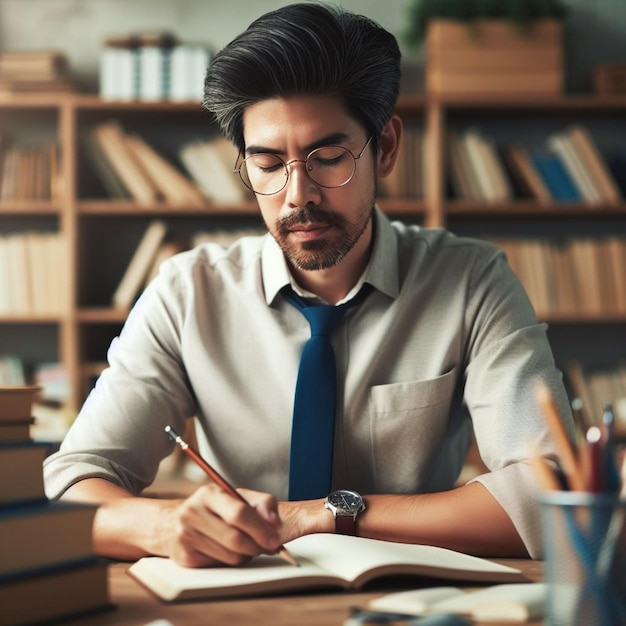 Profesora y libros foto realista