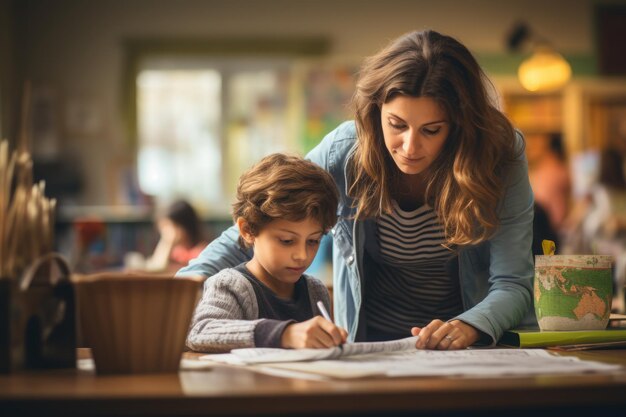 Los profesores ayudan a los estudiantes a impartir lecciones en el aula IA generativa