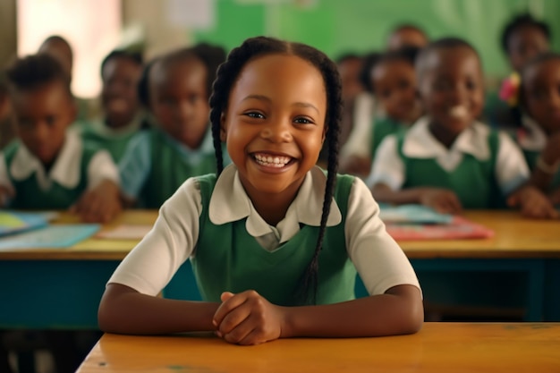 Profesores y estudiantes africanos en el aula