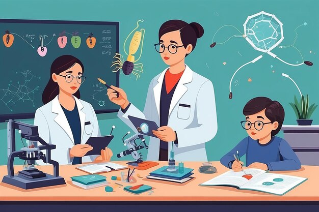 profesores y estudiantes explorando las posibilidades de la tecnología CRISPR en la modificación genética