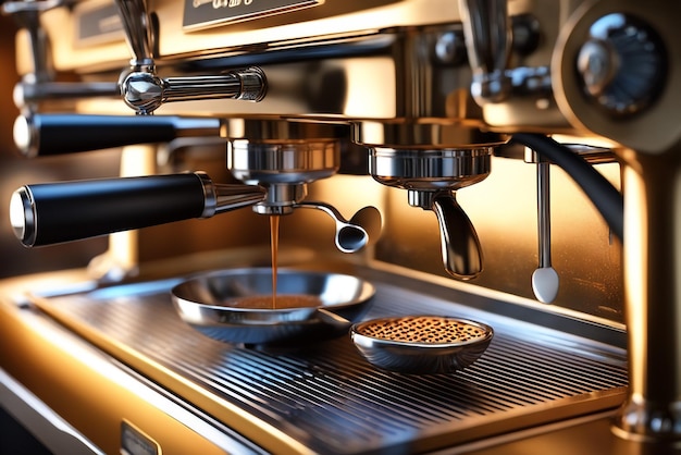 Professionelle Espressomaschine, sehr detailliert, perfekte Komposition