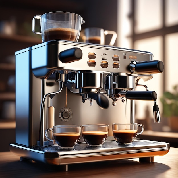 Professionelle Espressomaschine, sehr detailliert, perfekte Komposition