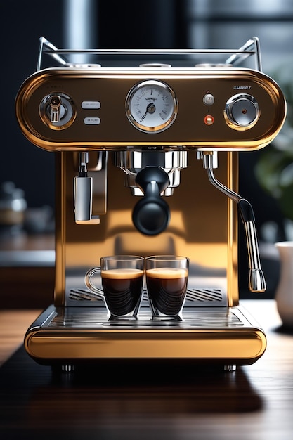 Professionelle Espressomaschine, sehr detailliert, perfekte Komposition