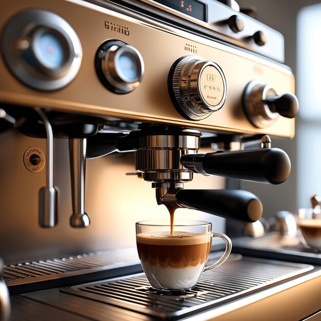 Professionelle Espressomaschine, sehr detailliert, perfekte Komposition