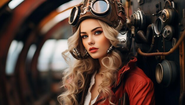 Foto professionelle fotografie von instagram-modellen im dieselpunk-stil