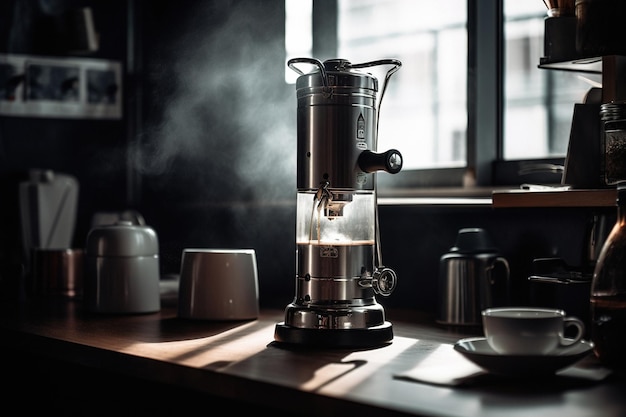 Professionelle Kaffeemaschine im Café generative ai