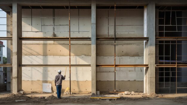 Professioneller Architekt, Bauingenieur, der die Baustelle inspiziert