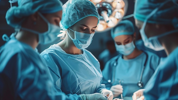Professioneller Chirurg, der in einem modernen Operationssaal mit medizinischer Ausrüstung operiert
