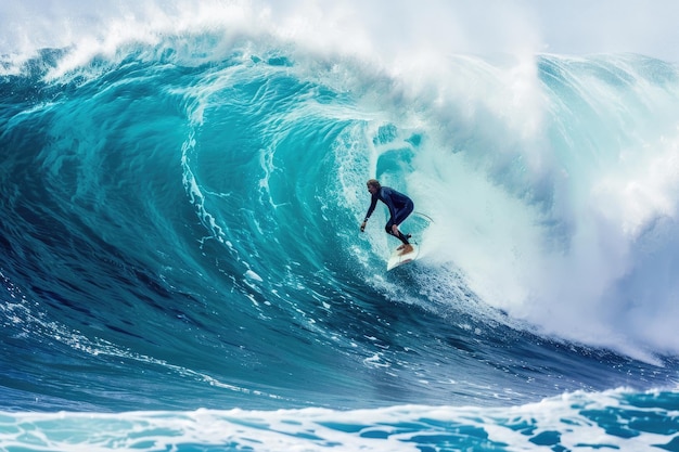 Professioneller Surfer reitet Wellen in Aktion