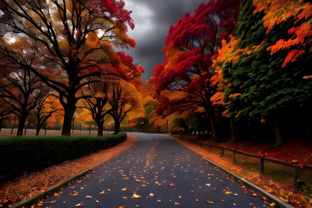 professionelles Foto Foto von Herbstlandschaft dramatische Beleuchtung düsteres bewölktes Wetter