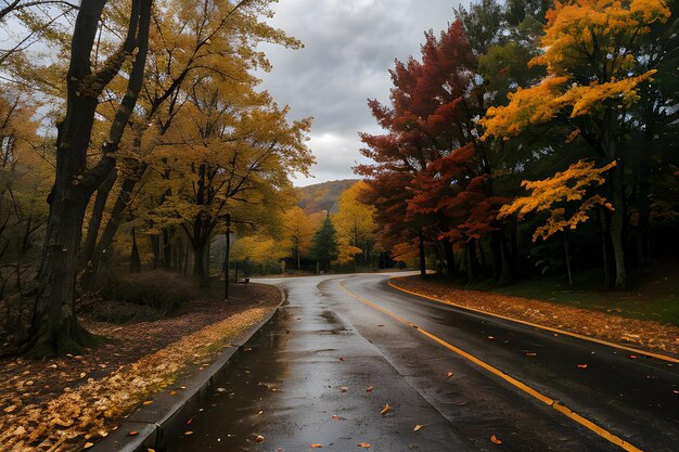 professionelles Foto Foto von Herbstlandschaft dramatische Beleuchtung düsteres bewölktes Wetter