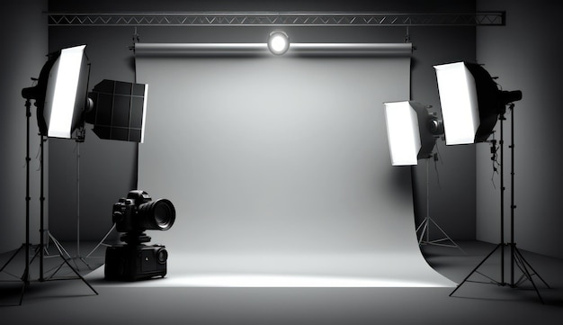 Professionelles Fotostudio-Set mit Lichtern und Hintergrund