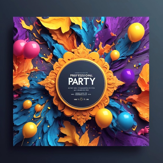 Professionelles, kreatives und lebendiges Party-Einladungskarten-Design