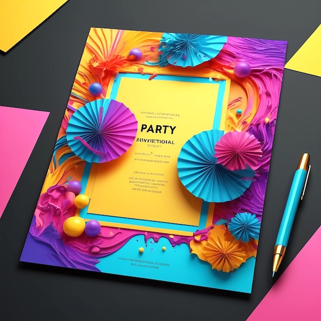 Professionelles, kreatives und lebendiges Party-Einladungskarten-Design