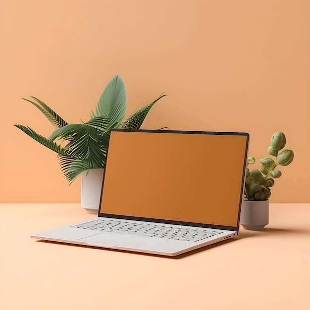 Professionelles Laptop-Mockup, trendiger Hintergrund, hochwertiges und realistisches Design für effektive Marke