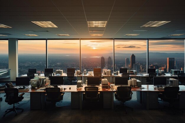 Professionelles Panorama Ein Blick vom Schreibtisch Büro-Schreibtischfotografie