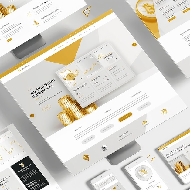 professionelles Website-Layout für ein Unternehmen, das sich auf den Gold- und Kryptowährungshandel spezialisiert hat