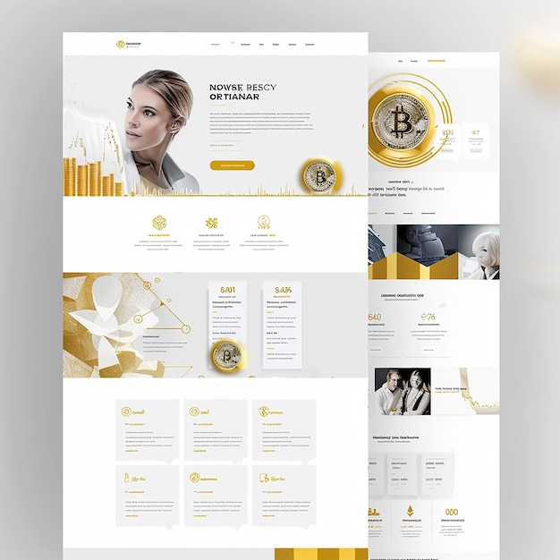 professionelles Website-Layout für ein Unternehmen, das sich auf den Gold- und Kryptowährungshandel spezialisiert hat