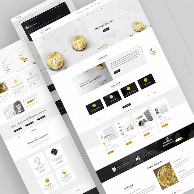 professionelles Website-Layout für ein Unternehmen, das sich auf den Gold- und Kryptowährungshandel spezialisiert hat