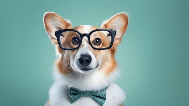 Professor bonito corgi usando óculos imagem gerada por IA