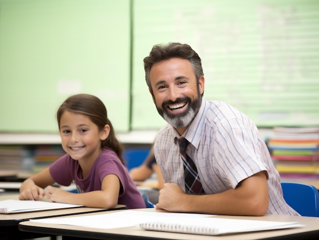 Professor de matemática masculino conduzindo aula em sala de aula