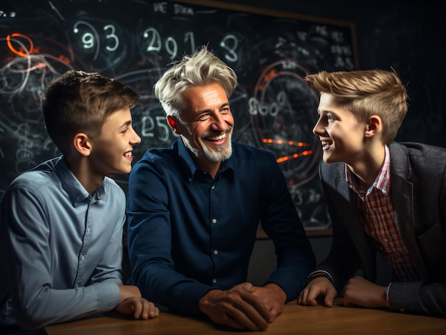 Professor de matemática masculino conduzindo aula em sala de aula